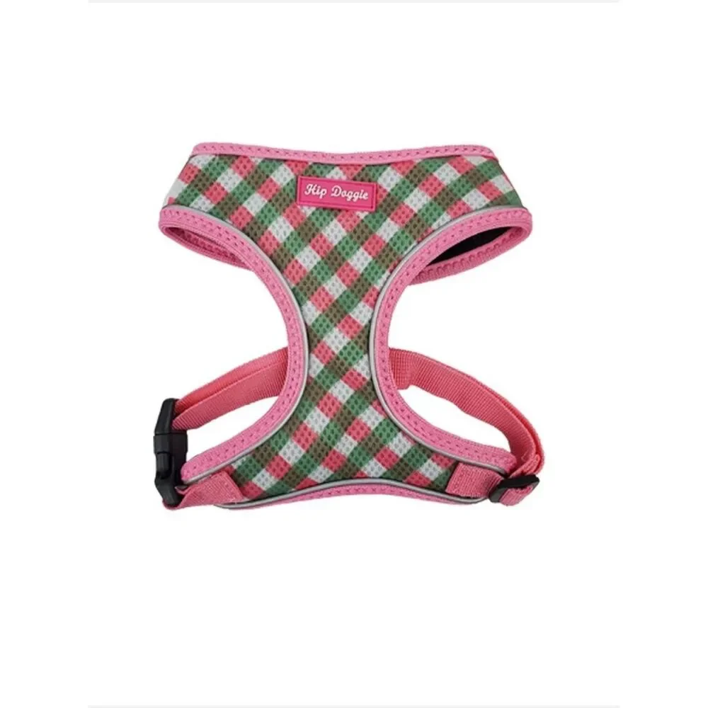 Pet Harness - Pink/Green Check - SZ XS fits 10 - 15